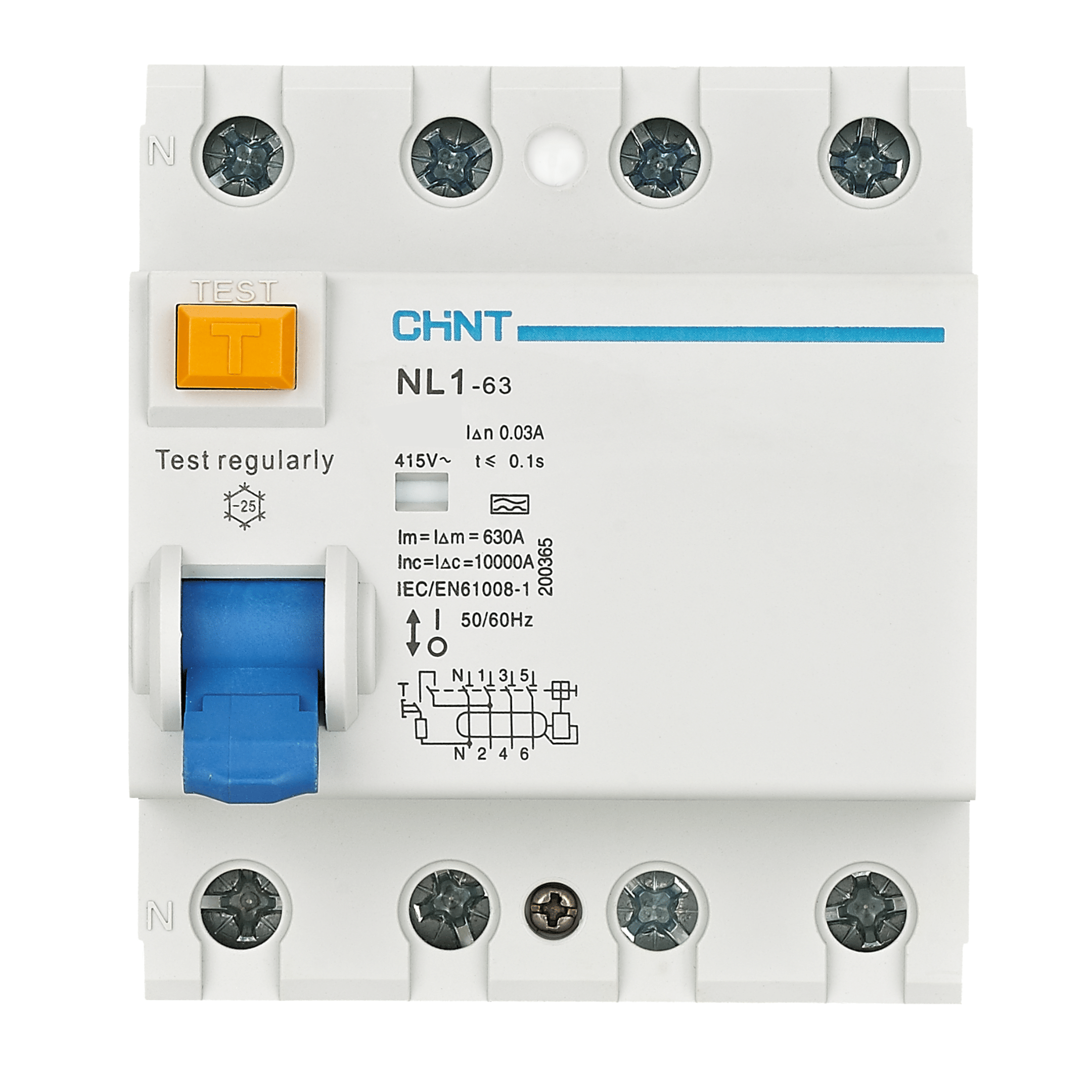 เบรคเกอร์กันดูด 25 แอมป์ 4 โพล 30MA 10KA CHINT RCCB NL1-63 4P TYPE A (FOR EV)_2